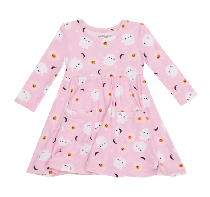 Twirly Long Sleeve Dress | Spooky Ghost
