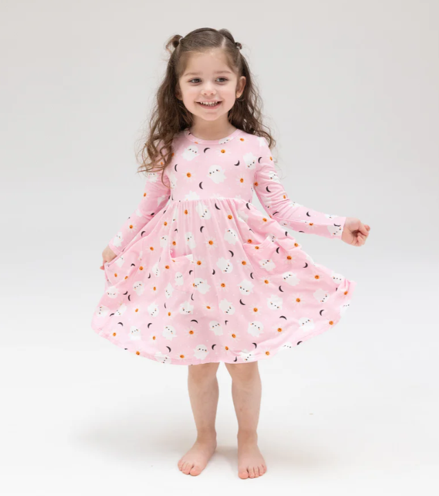 Twirly Long Sleeve Dress | Spooky Ghost