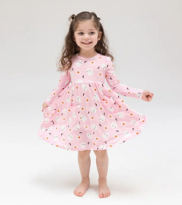 Twirly Long Sleeve Dress | Spooky Ghost