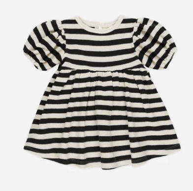 Waffle Babydoll Dress | Black Stripe