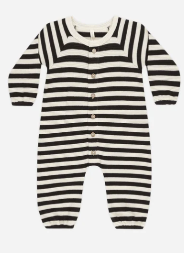 Waffle Long Sleeve Jumpsuit | Black Stripe