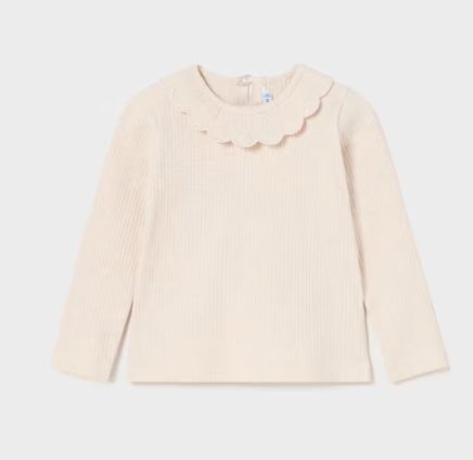 Cream Baby Ribbed Ruffle Top | 2051