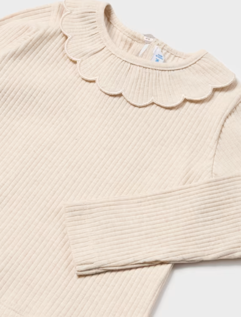 Cream Baby Ribbed Ruffle Top | 2051