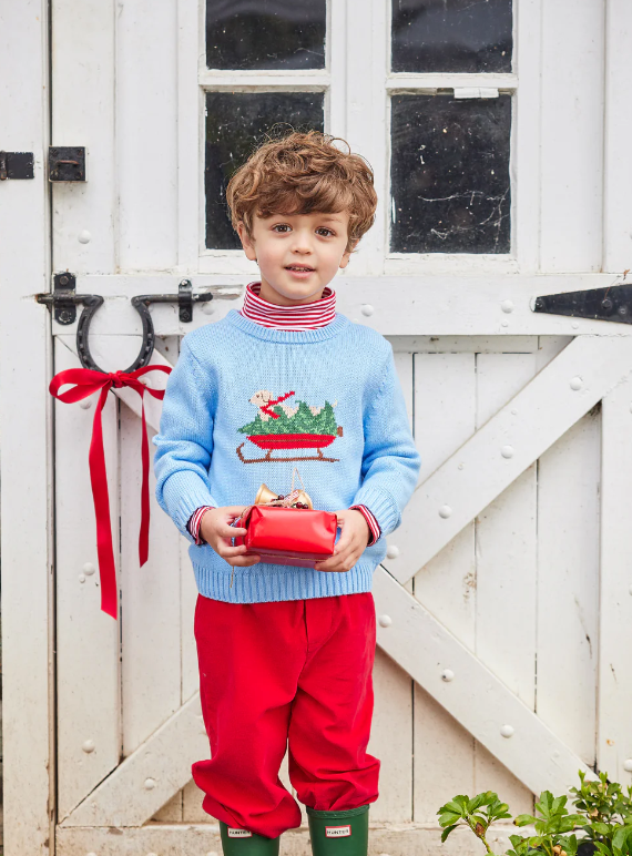 Boy Intarsia Sweater | Blue Holiday Lab