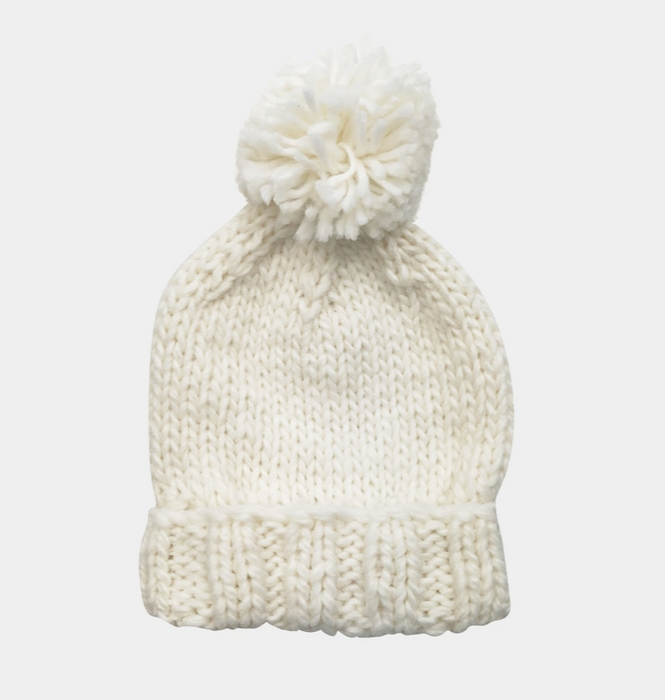 Cream Classic Pom Hat