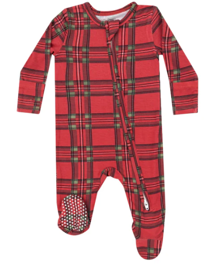 Two Way Zipper Footie | Vintage Holiday Plaid
