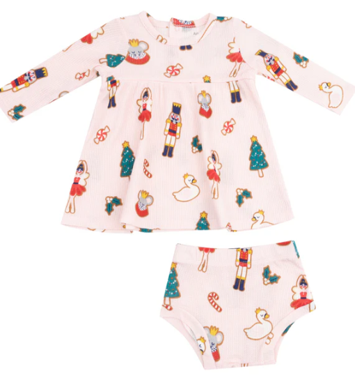 Simple Dress & Bloomer | Sugar Plum Fairy Christmas Cookie Pink