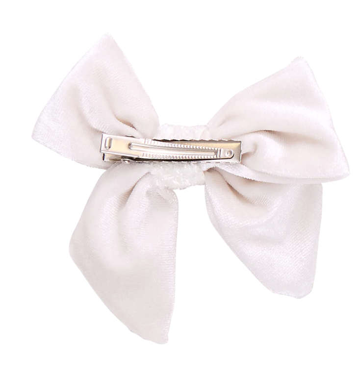 White Velour Bow