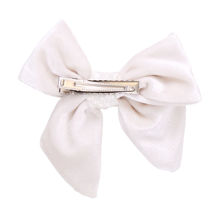 White Velour Bow