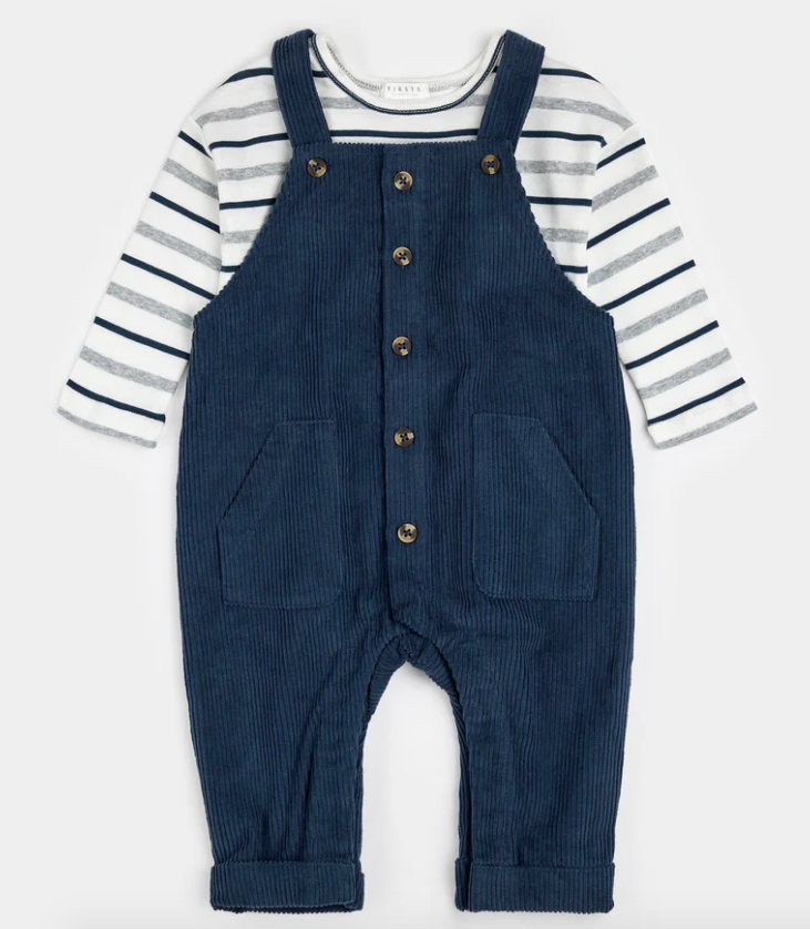 Blueberry Corduroy Overall Set