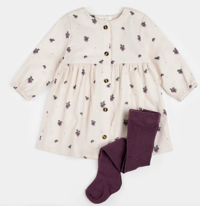 Plum Print Twill Dress Set