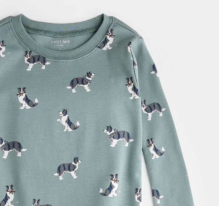 Australian Shepherd Print on Dark Teal PJ Set