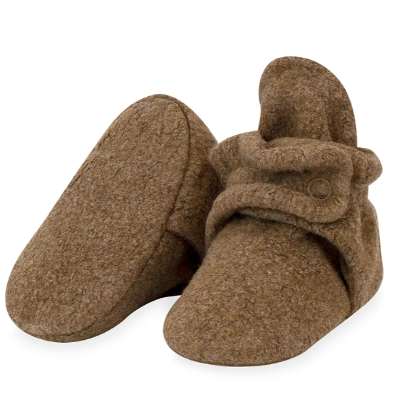 Fleece Zutano Booties | Heather Mocha