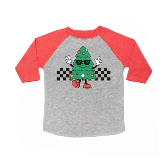 Christmas Tree 3/4 Sleeve Shirt | Heather/Red
