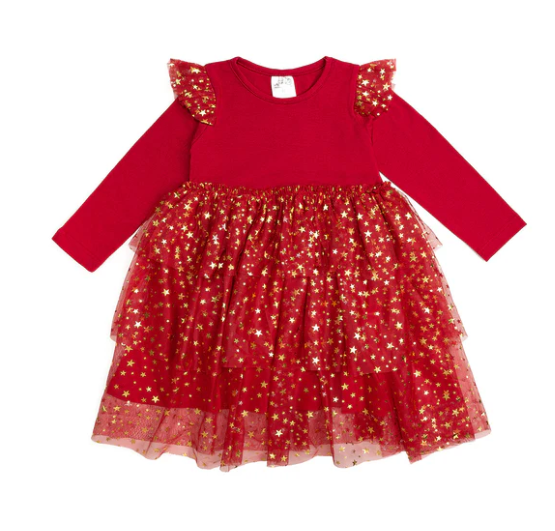Scarlet Shimmer Christmas Long Sleeve Tutu Dress