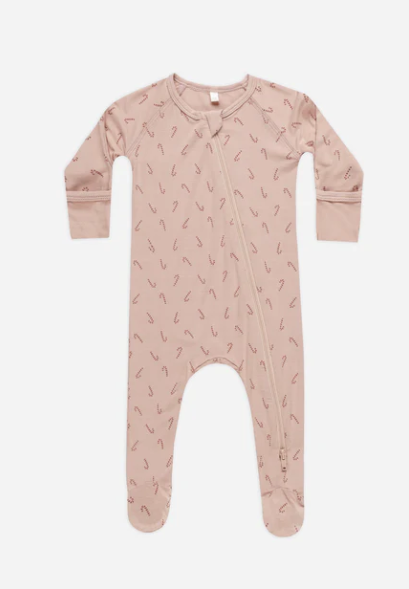 Bamboo Zip Footie | Candy Cane