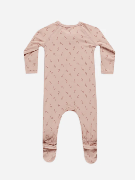 Bamboo Zip Footie | Candy Cane