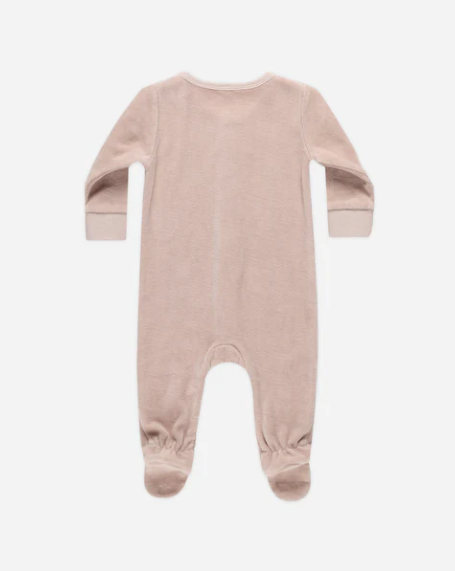 Velour Hidden Snap Footie | Blush