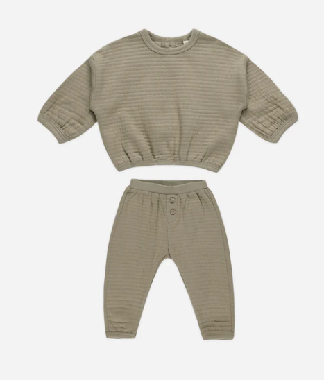 Textured Sweat Set | Olive