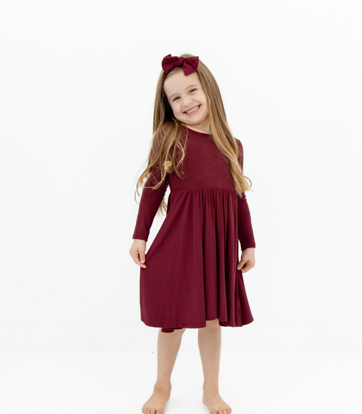 Kyte Long Sleeve Twirl Dress | Burgundy