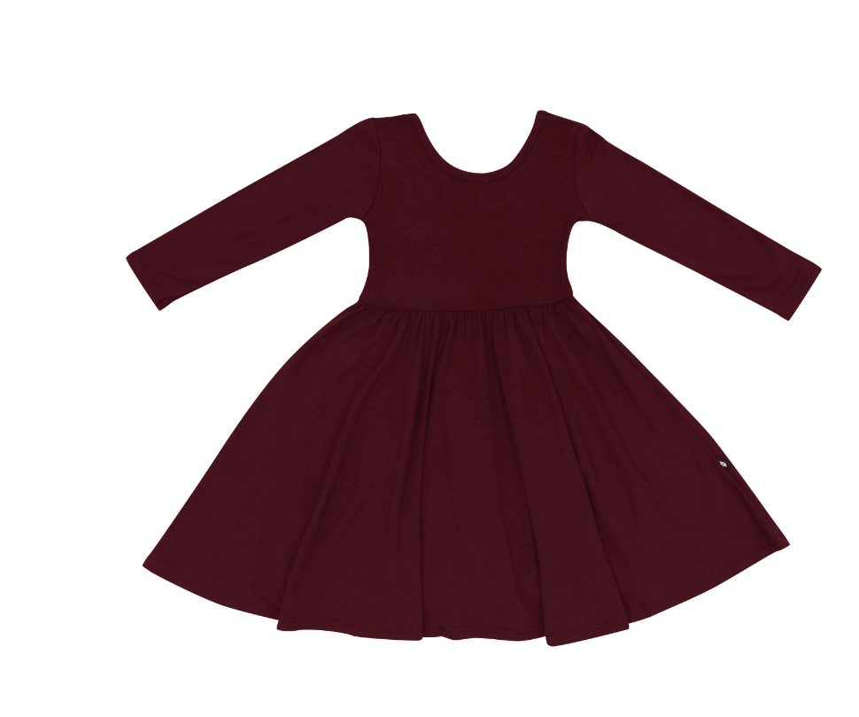 Kyte Long Sleeve Twirl Dress | Burgundy