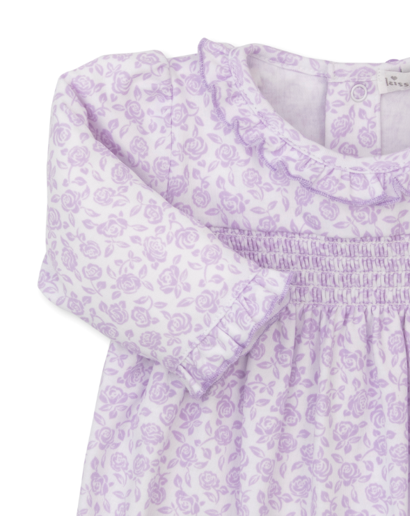 Lilac Summer Gardens Footie w/Smocking