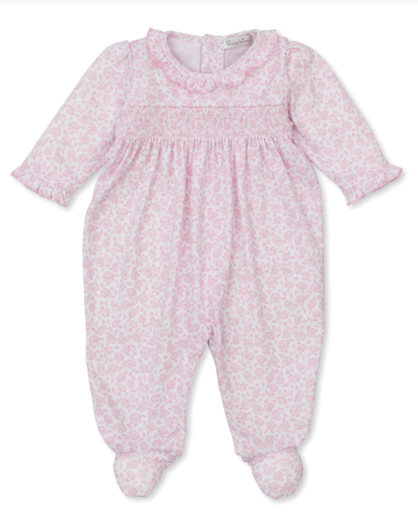 Pink Summer Gardens Footie w/Smocking