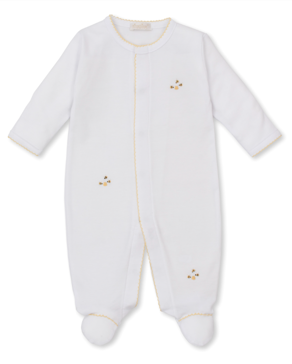 White Bee Hive Footie w/ Hand Embroidery