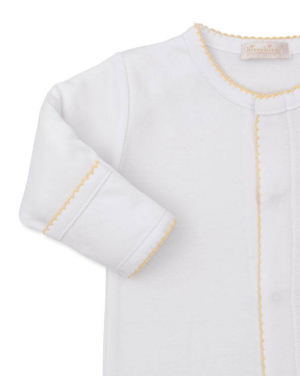 White Bee Hive Footie w/ Hand Embroidery