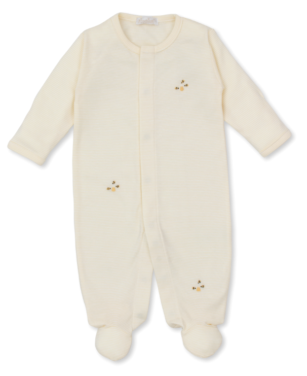 Bee Hive Stripe Footie w/ Hand Embroidery