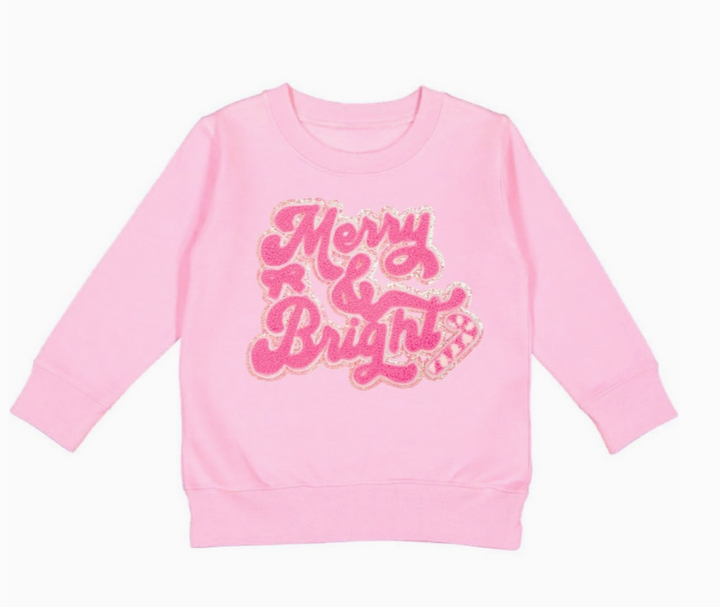 Merry and Bright Patch Sweatshirt | Pink