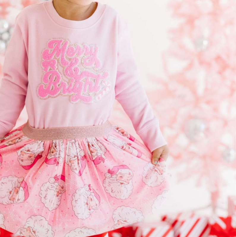 Merry and Bright Patch Sweatshirt | Pink