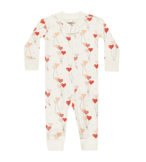 Zip Long Sleeve Sleeper | Heart Balloons