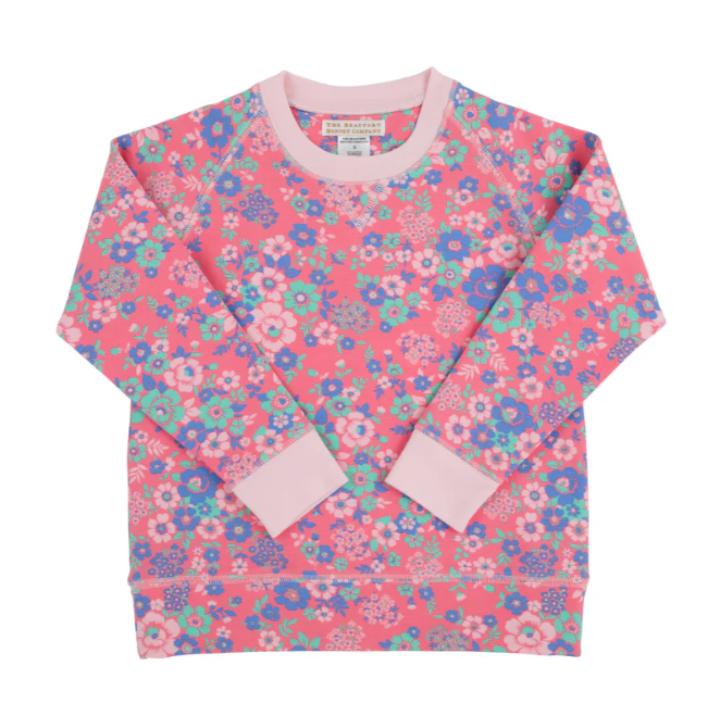 Cassidy Comfy Crewneck French Terry | Mt. Paran Mini Floral with Palm Beach Pink