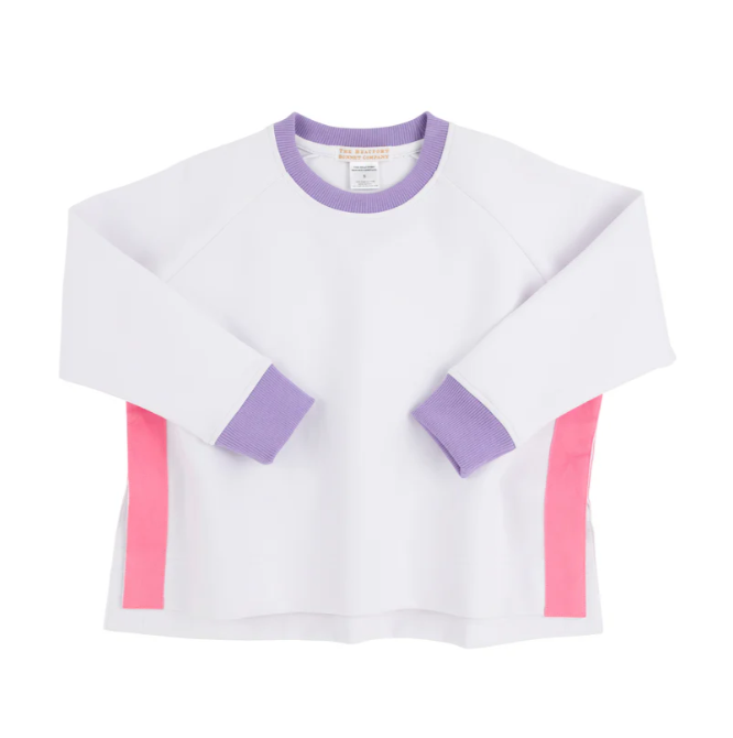 Courtneys Cozy Crewneck | Worth Avenue White with Palisades Purple