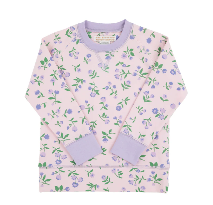 Cassidy Comfy Crewneck | Tuxedo Park Tulips w/Lauderdale Lavender
