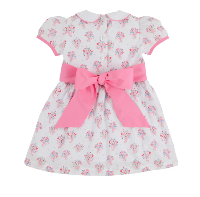 Cindy Lou Sash Dress Broadcloth | East Bay Bouquet w/Hamptons Hot Pink