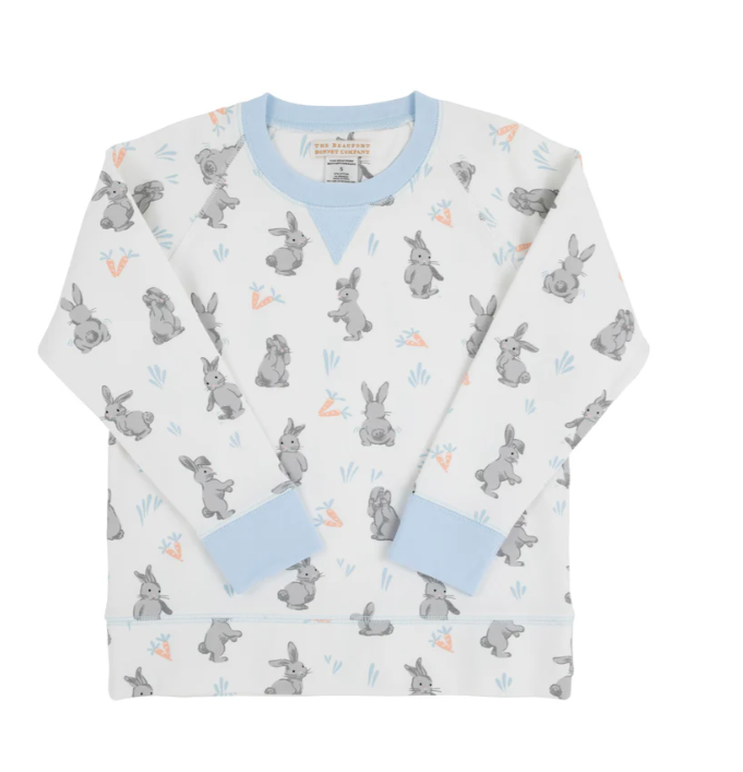 Cassidy Comfy Crewneck | Blue Broad St. Bunnies