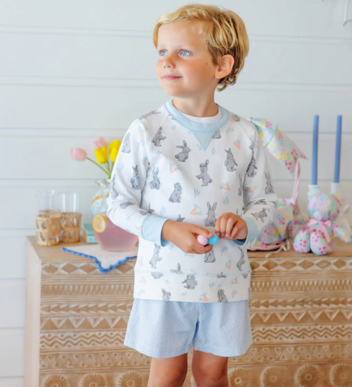 Cassidy Comfy Crewneck | Blue Broad St. Bunnies