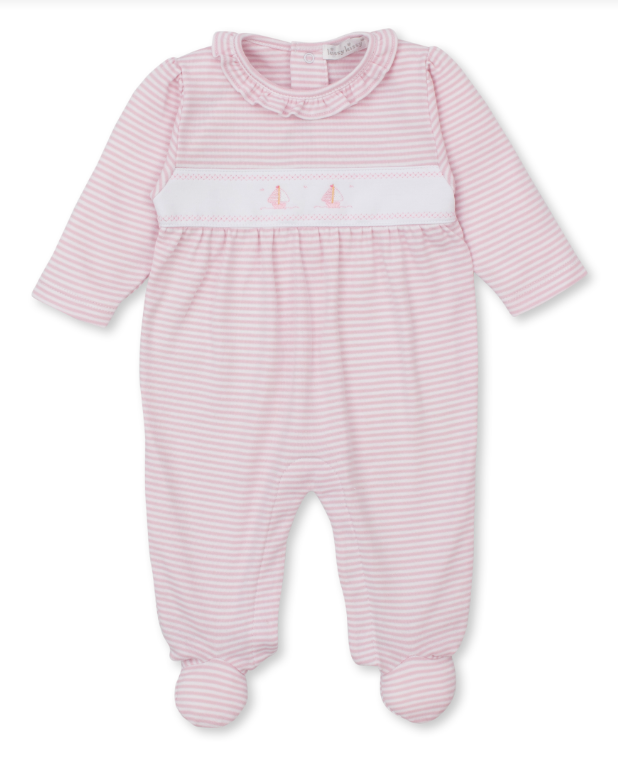 Saturday Regatta Striped Footie | Pink