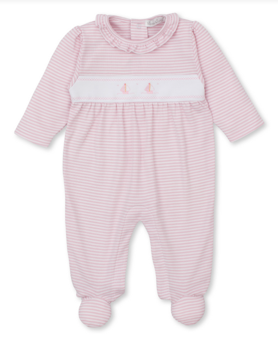 Saturday Regatta Striped Footie | Pink