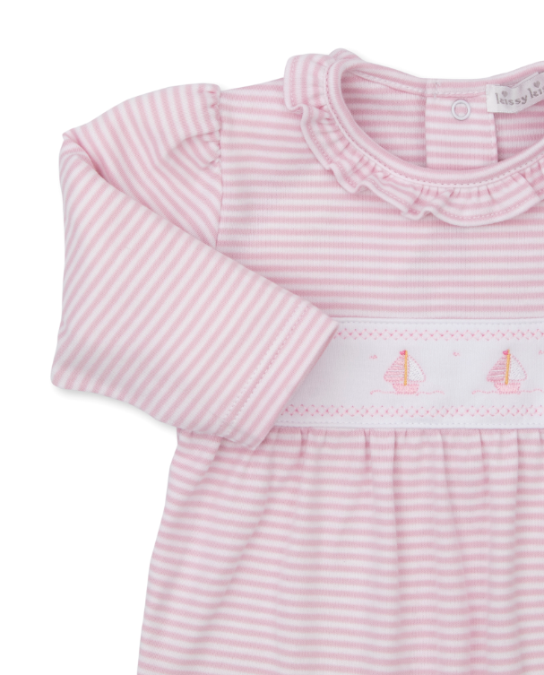 Saturday Regatta Striped Footie | Pink