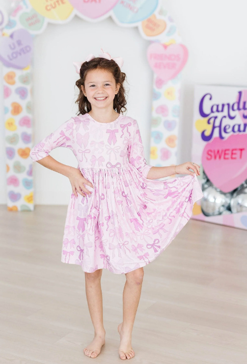 Twinkle Ties 3/4 Sleeve Pocket Twirl Dress