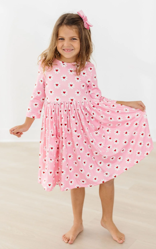 Daisy Delight 3/4 Sleeve Pocket Twirl Dress