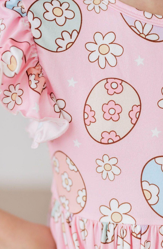 Easter Egg Hunt Flutter Sleeve Twirl Dress