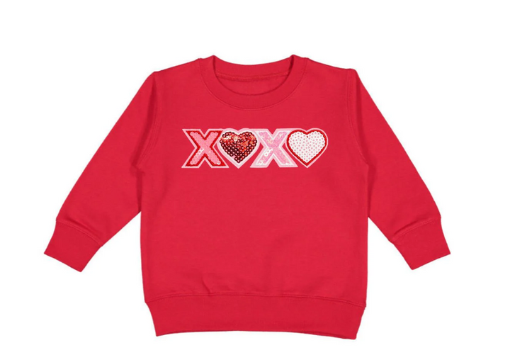 XOXO Sequin Patch Sweatshirt | Red
