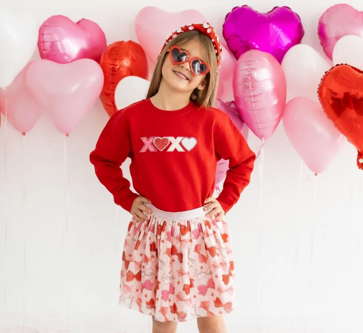 XOXO Sequin Patch Sweatshirt | Red