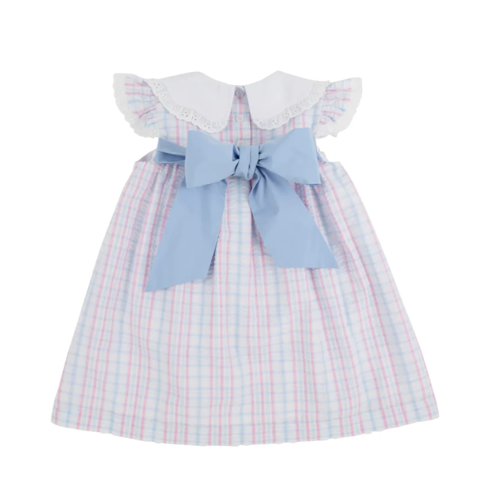 Franny Frock Seersucker | Beale St Blue Hamptons Hot Pink