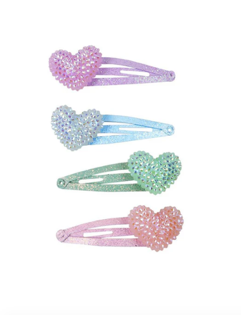 Sparkle Heart Bobble Hair Clips