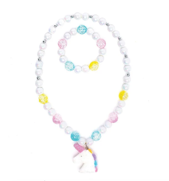White Unicorn Necklace & Bracelet Set